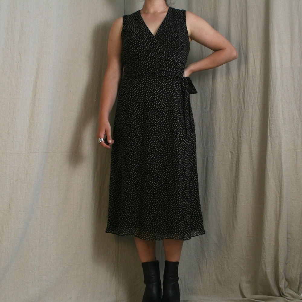 Talbots 100% Silk Sleeveless Midi Wrap Dress